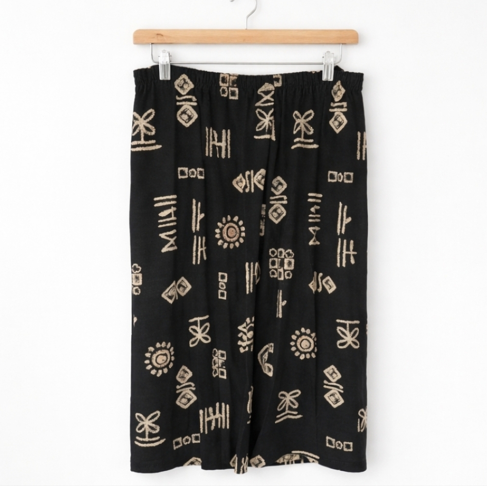 Black Tribal Inspired Vintage Womens Skirt Plus Size XL
